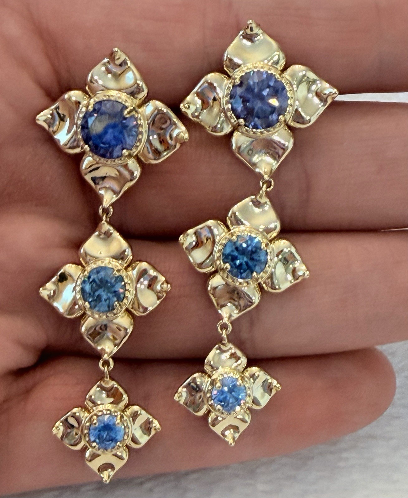 Kendra Scott Lily Mix Statement Earrings_14k Gold Over Brass_Blue Stones