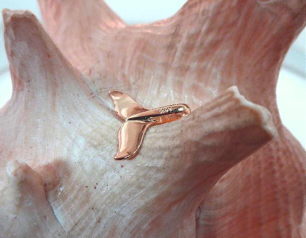18mm Hawaiian Rose Gold Plated 925 Silver Engraved Scrolls Whale Tail Pendant