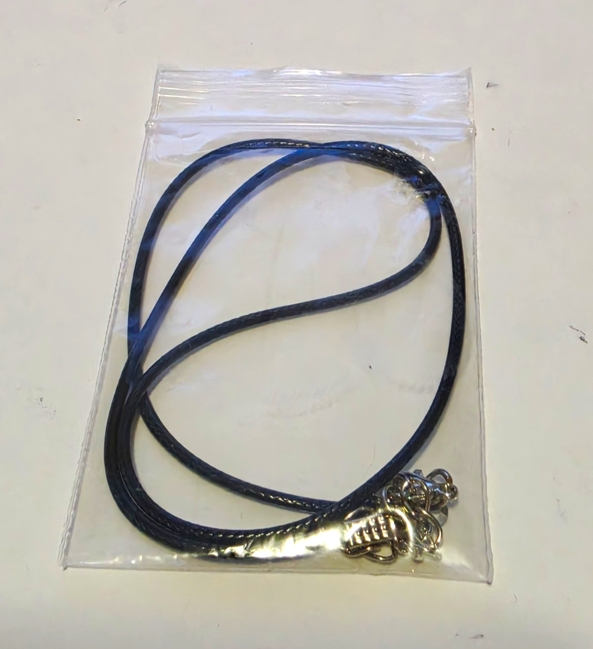 Black Leather Cord Necklace Silver Plated Lobster Clasp Extender Adjustable