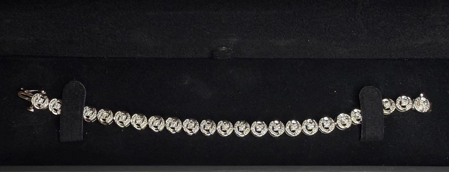 Genuine Diamond Tennis Bracelet & Earrings (ESTATE)