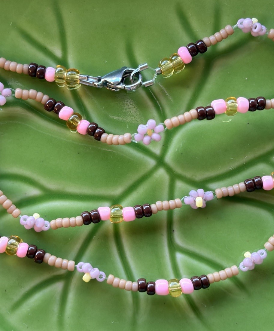 🪻Handmade Earth-Toned Glass Seed Bead Necklace & Stainless Steel Clasp🪻