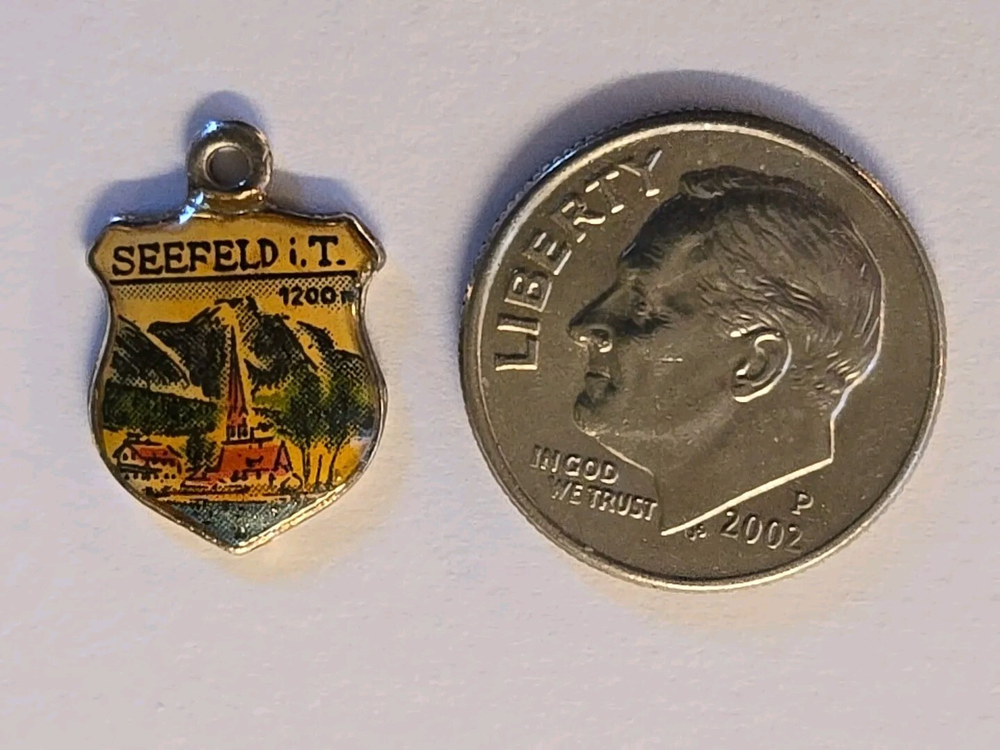 Sterling Silver ~ SEEFELD Charm ~ Travel Shield Enamel ~ VINTAGE