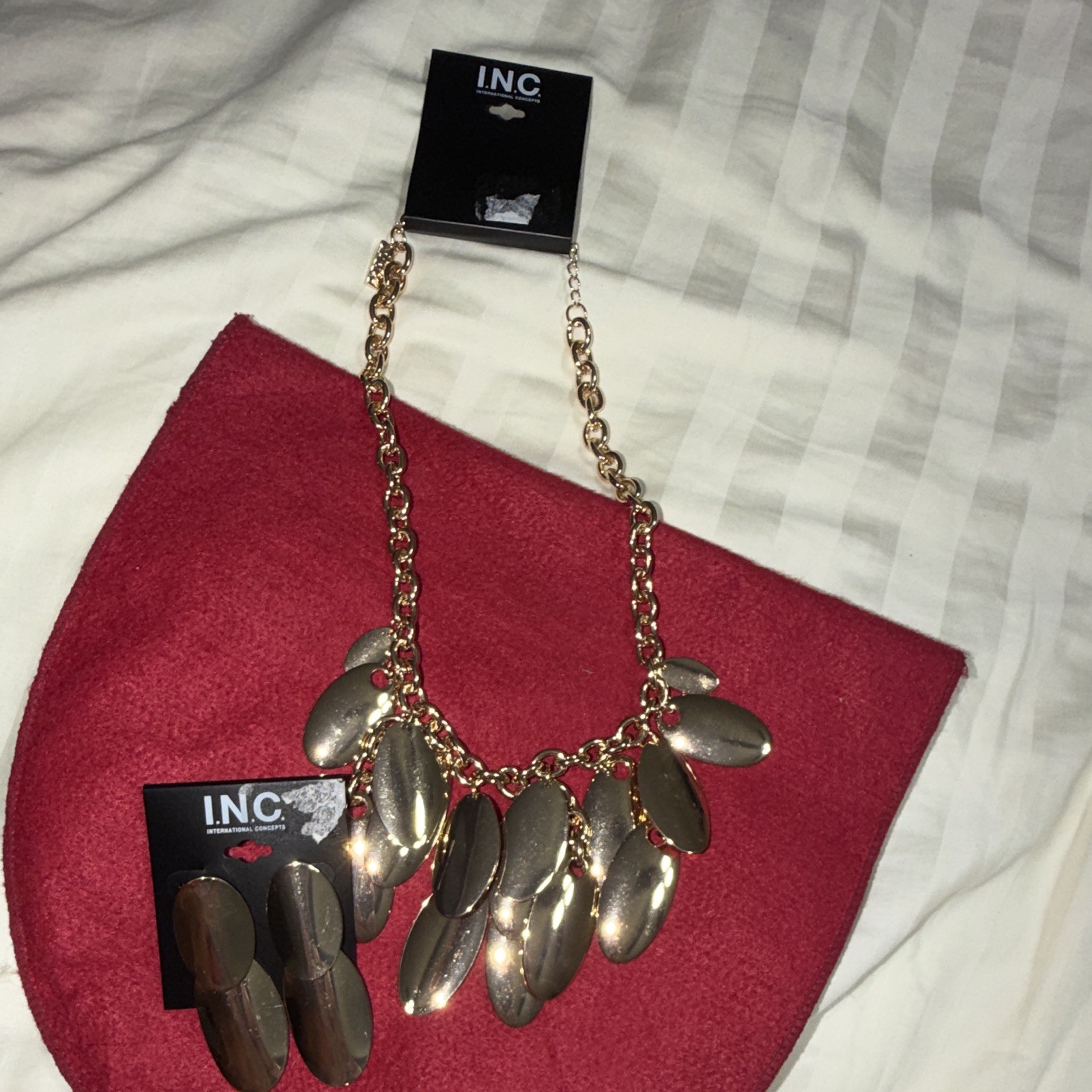 I.N.C. Gold Color Jewelry Set – Necklace and Earrings, No Stone