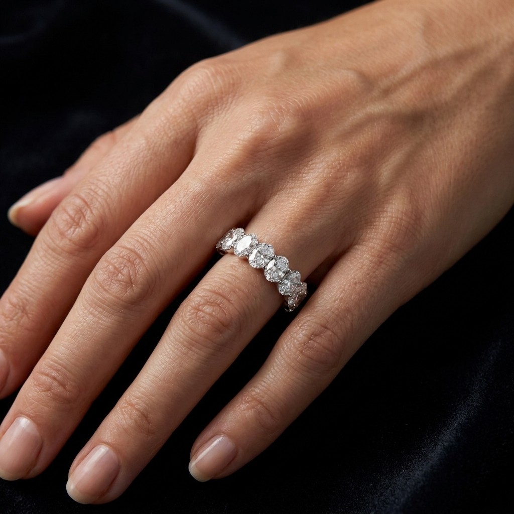 14K White Gold Oval Shape Lab Grown Diamond Wedding Ring 1.92ct Certified