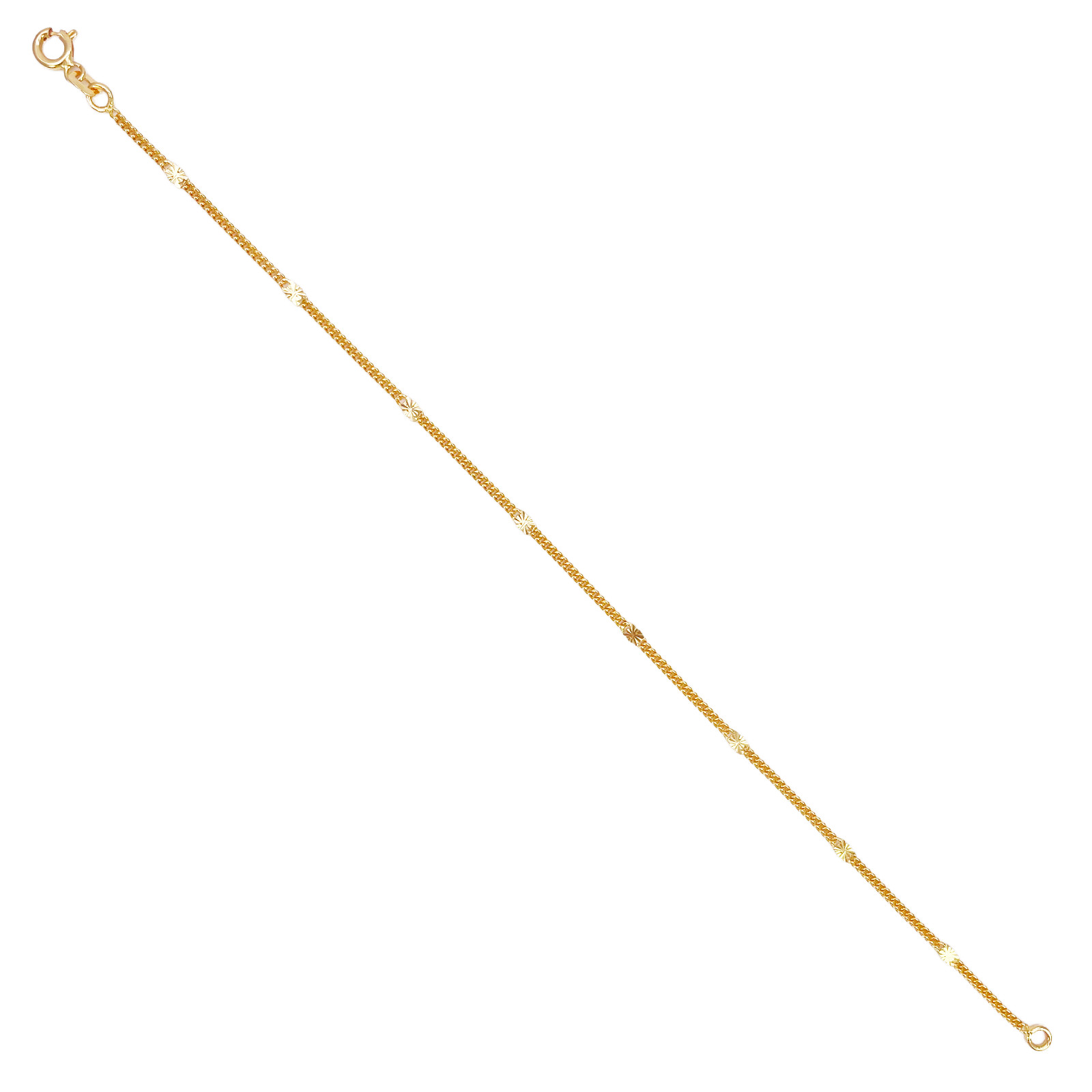 22ct Yellow Gold Curb Chain Bracelet with Diamond Cut Detail Links 7 Inches