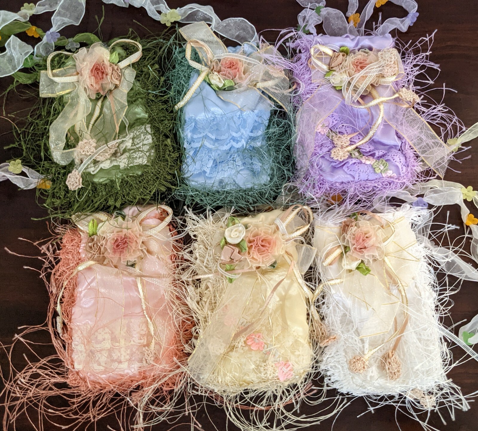 24 pcs Lolita Lacy Bag Small Bags for Girl Mix Pink White Purple Blue 6 colors