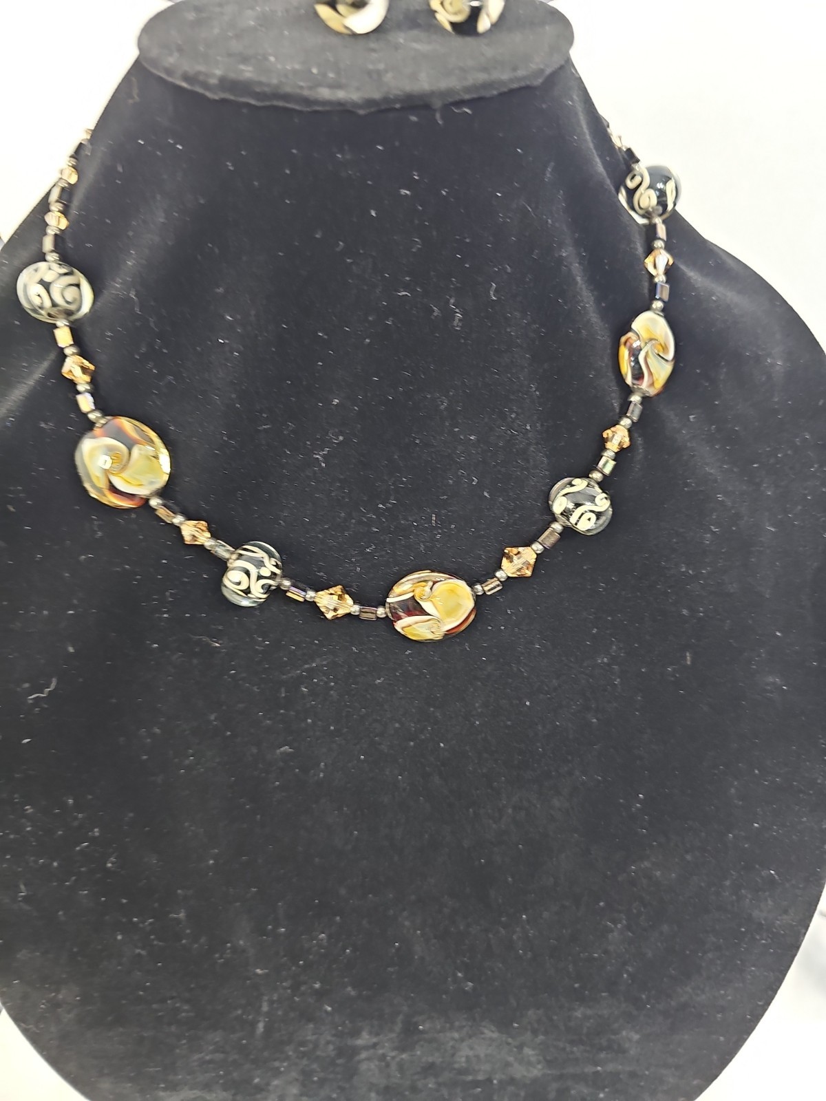 VTG Venetian MURANO GLASS 3 Piece Necklace 18in Stand – Hanging Earrings EUC
