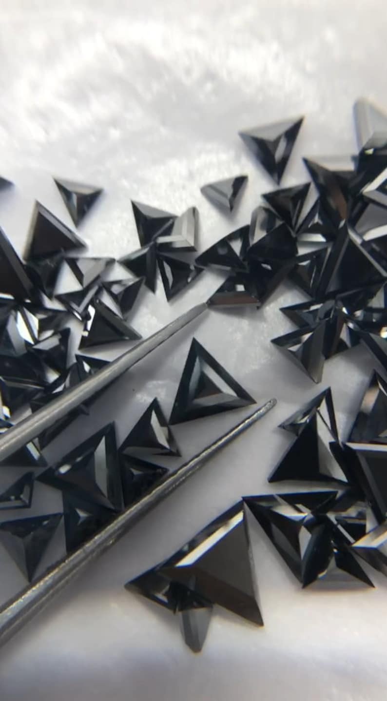 Natural Triangle Shape Black Diamonds Lot Loose Melee Stones for Jewelry Making