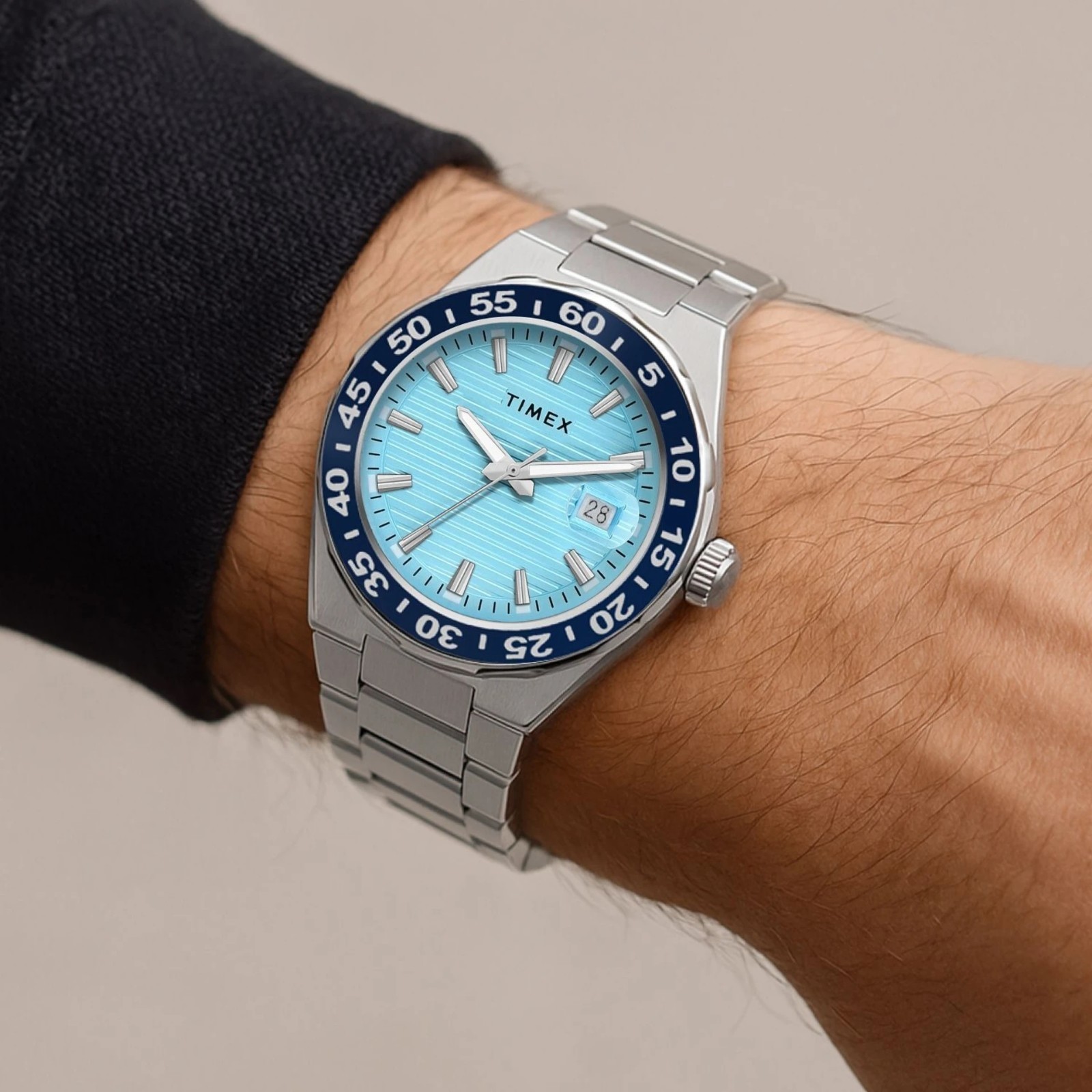 Timex USA Analog Aqua Blue Dial Men’s Watch Case Size 42mm Free Shipping