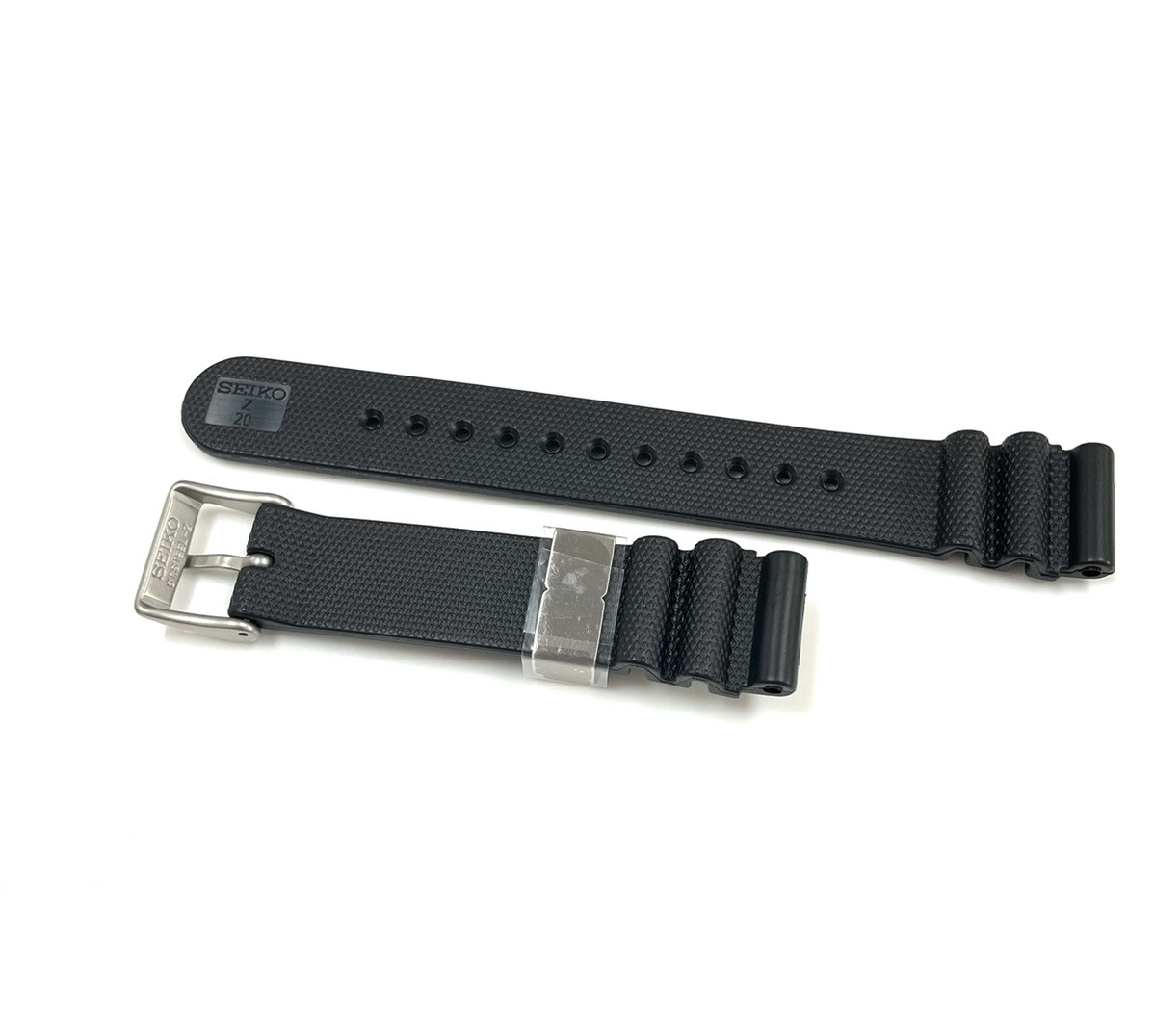 Genuine Seiko 20mm Black Rubber Strap for R02X011J0, (2 Pins Included)