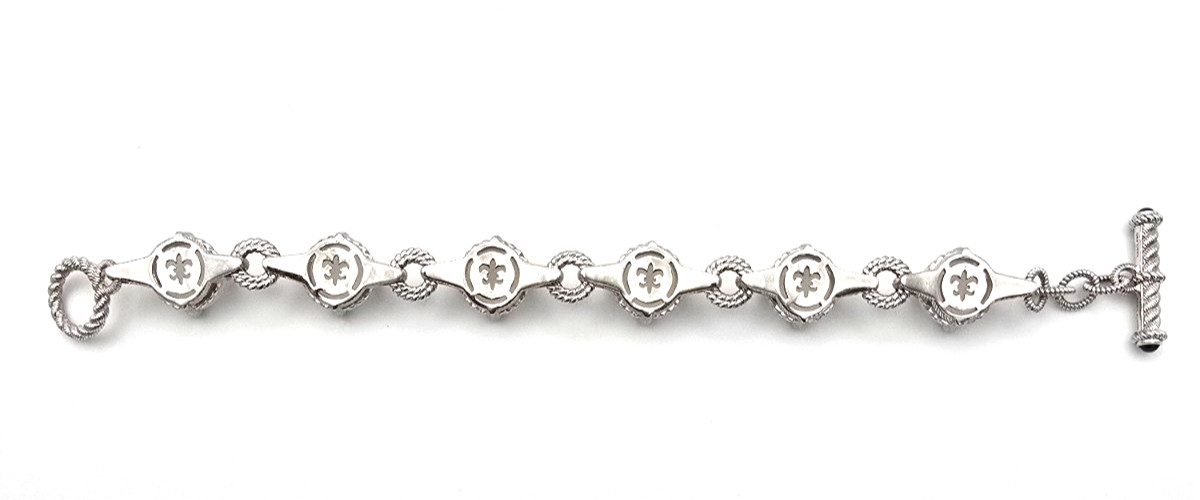 Judith Ripka Frosted Quartz Sterling Silver Bracelet 7.5″ Long