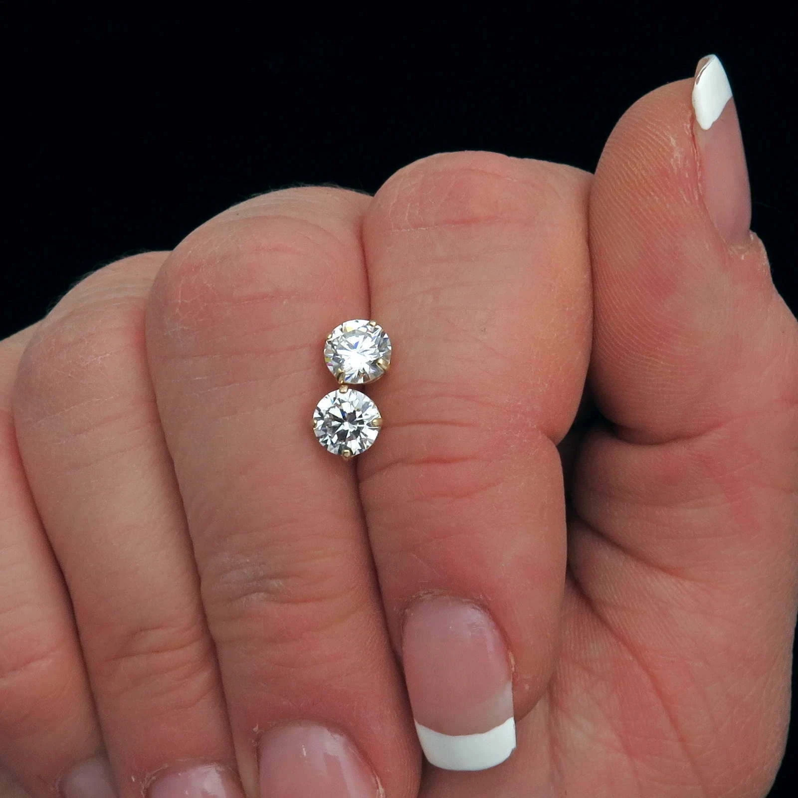 2Ct Round Lab-Created Diamond Brilliant Solitaire Earrings 14K Yellow Gold Over