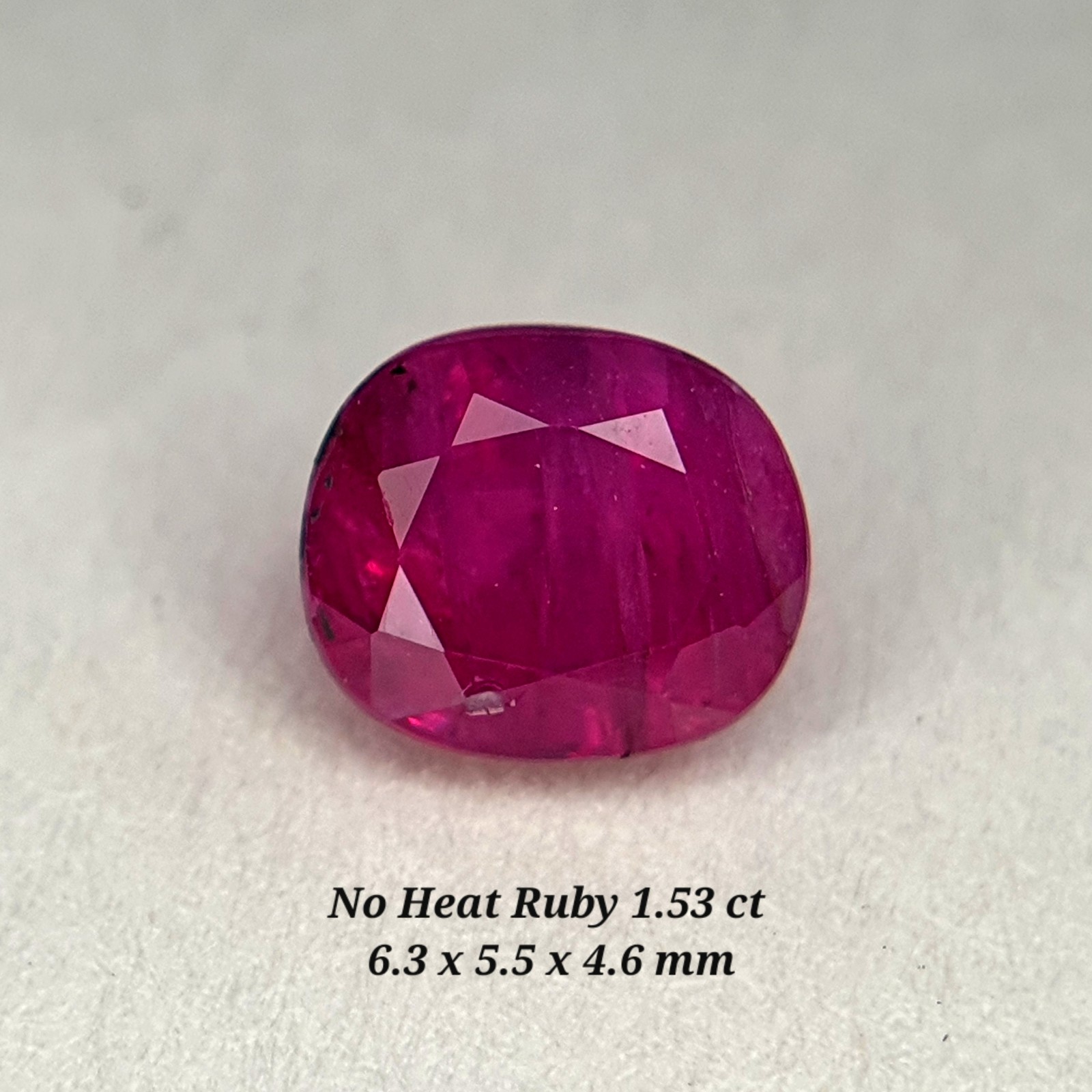 1.53 Ct Natural Ruby Unheated Cushion Cut Red Loose Gemstone
