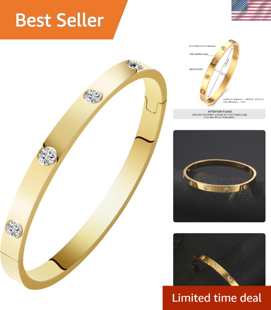 Stylish Women’s 7.05 Inch Stainless Steel Bracelet with Elegant Zircon Features