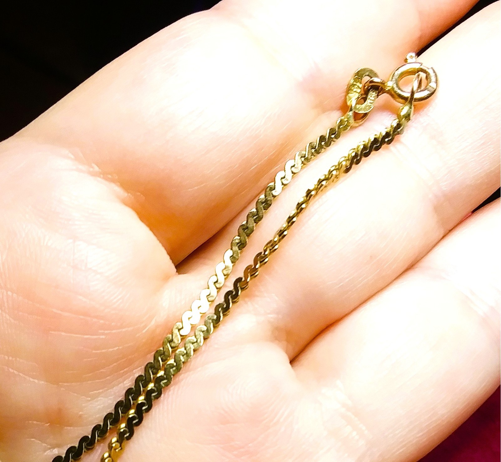 Solid 14k Yellow Gold Serpentine Snake S Chain Bracelet 7.5″ 2mm 2.2g Italy