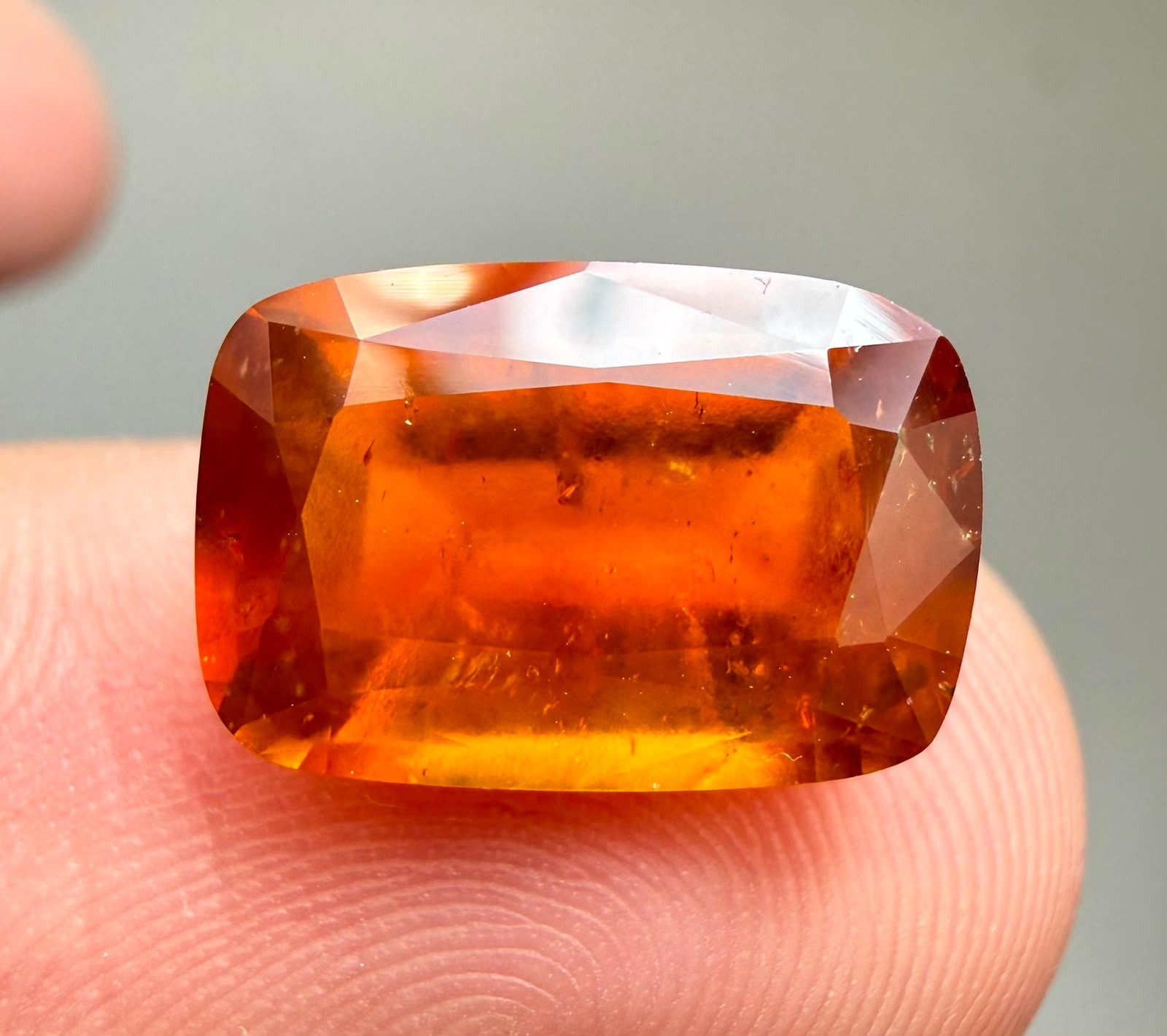 12.45 ct top quality natural orange color hessonite garnet loose gemstone