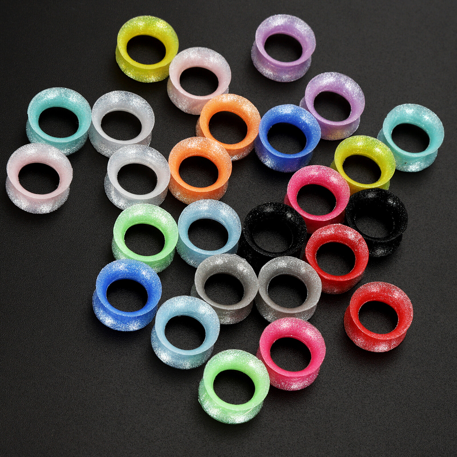 20PCS Random Silicone Ear Plugs Gauges Tunnels Expander Body Piercing Kit 8g-1″