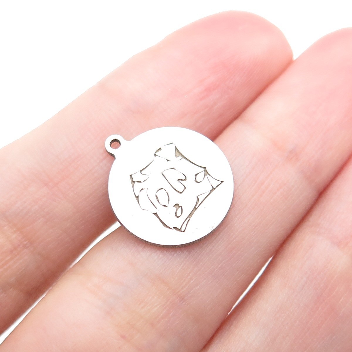 TWO IN TOWN 925 Sterling Silver Engraved Dog Round Tag Minimalist Charm Pendant