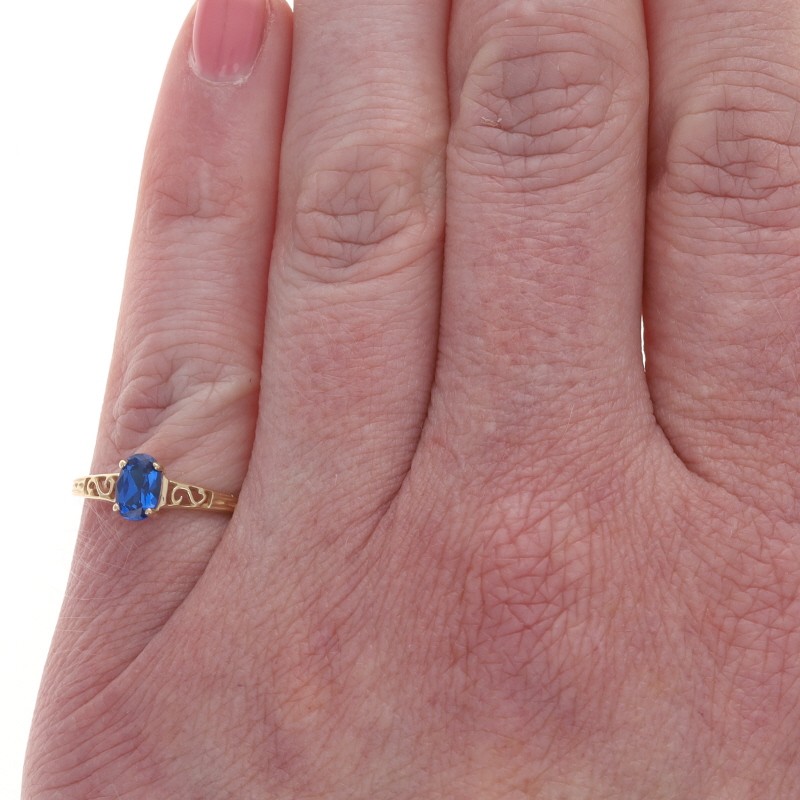 Yellow Gold Lab-Created Spinel Solitaire Ring – 14k Oval .30ct