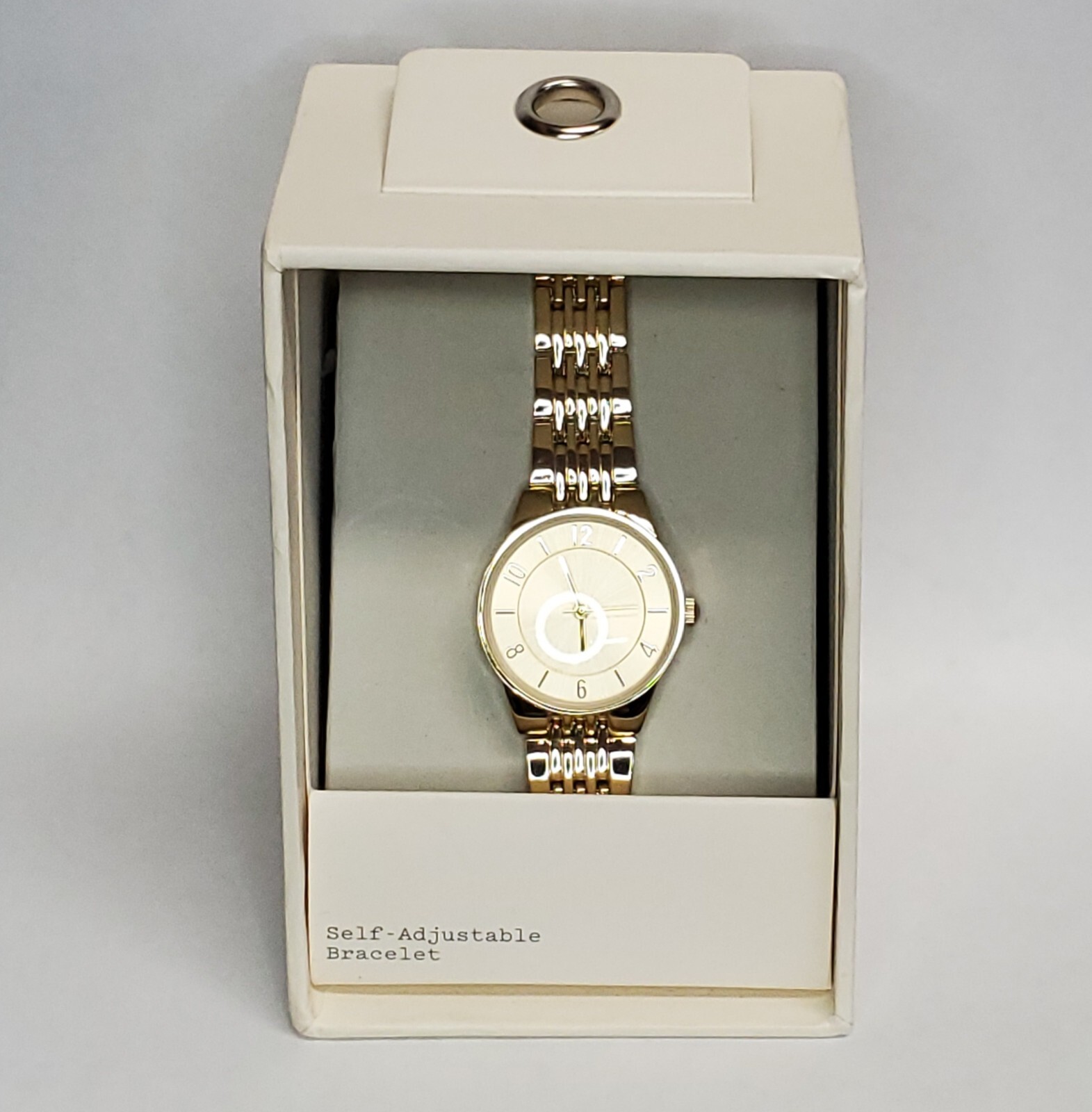 NEW Target Watch Womens Polished Gold Tone Self Adjustable Bracelet NEED BATTERY