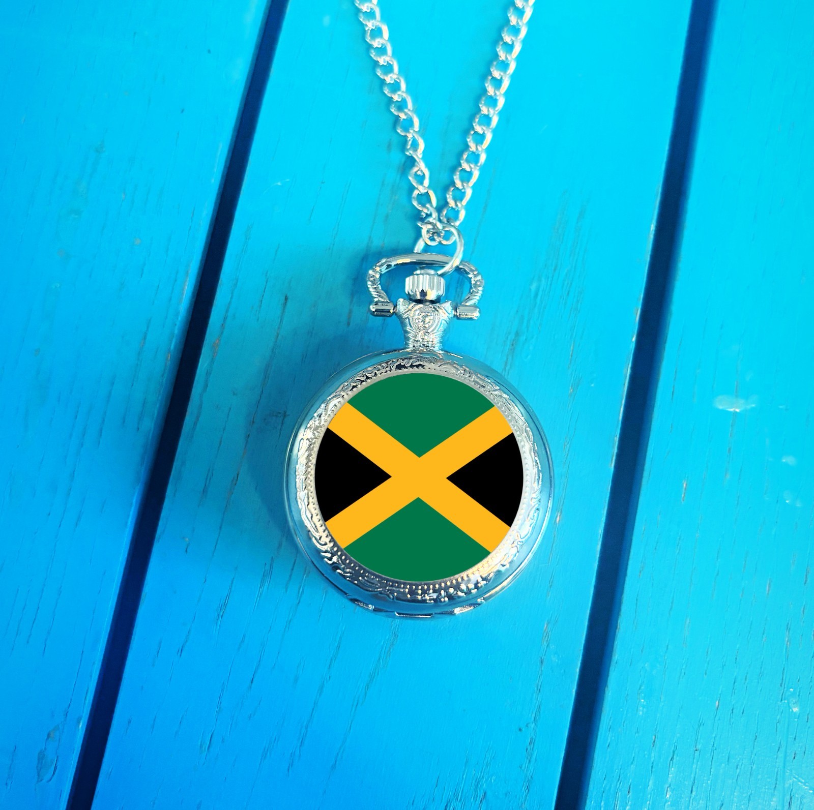 Jamaica Flag Pocket Watch. Jamaican Gift for Him. Patriotic Christmas Gift.