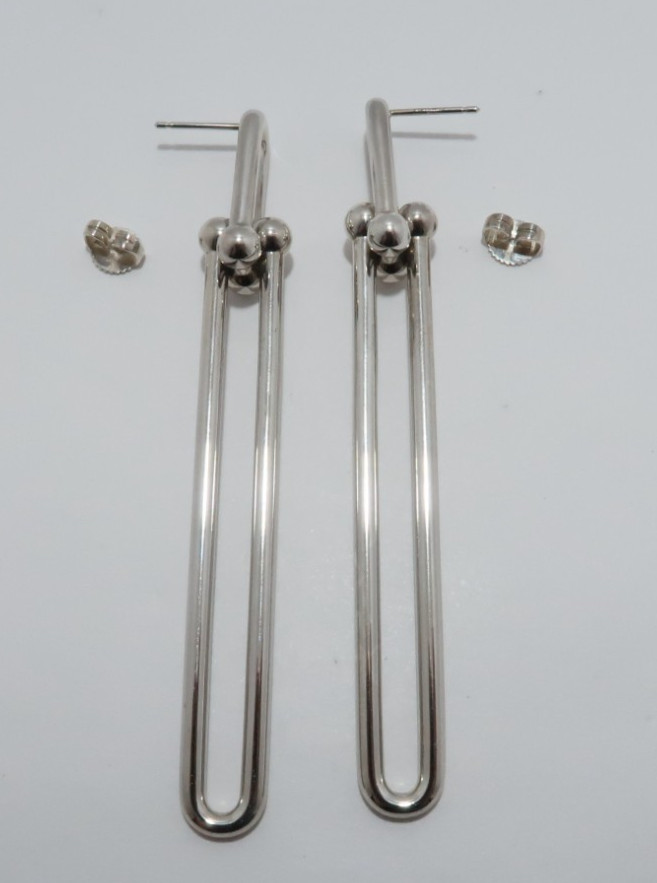 TIFFANY & Co. sterling silvernHardware double long link Pierce earrings