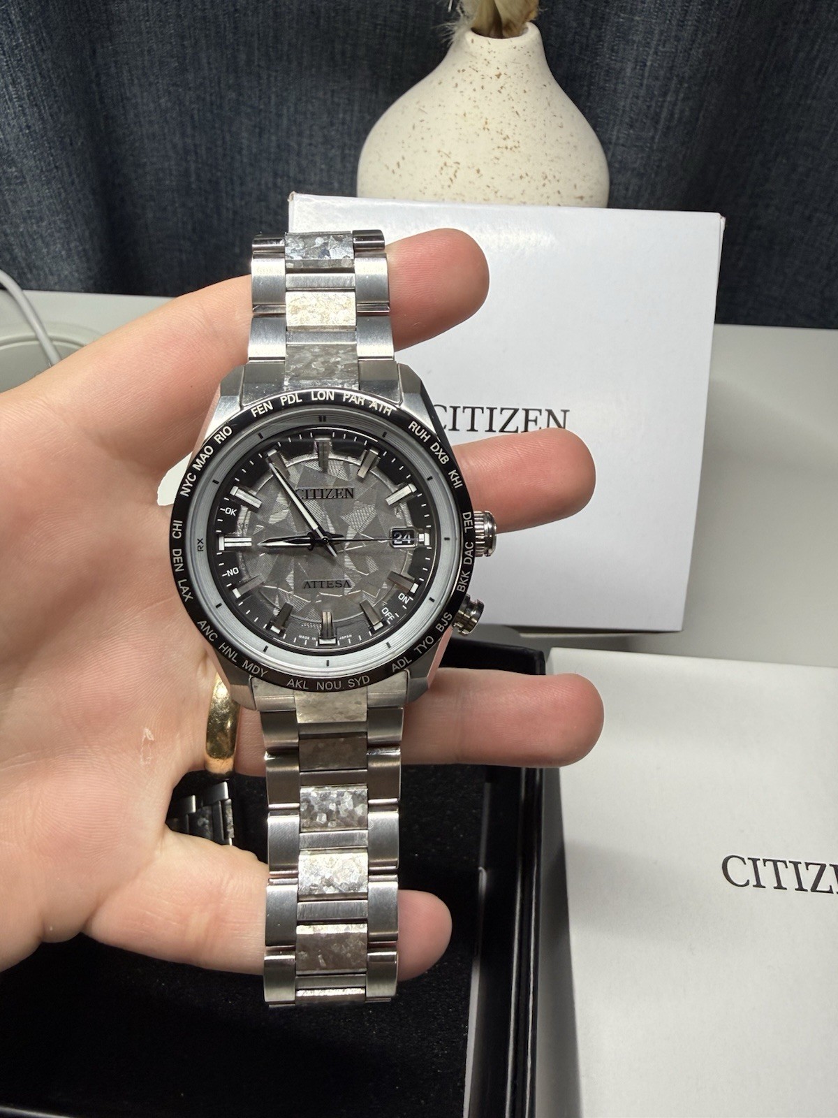 CITIZEN ATTESA CC4076-65A Platinum Shine Limited Titanium GPS Radio Solar Watch