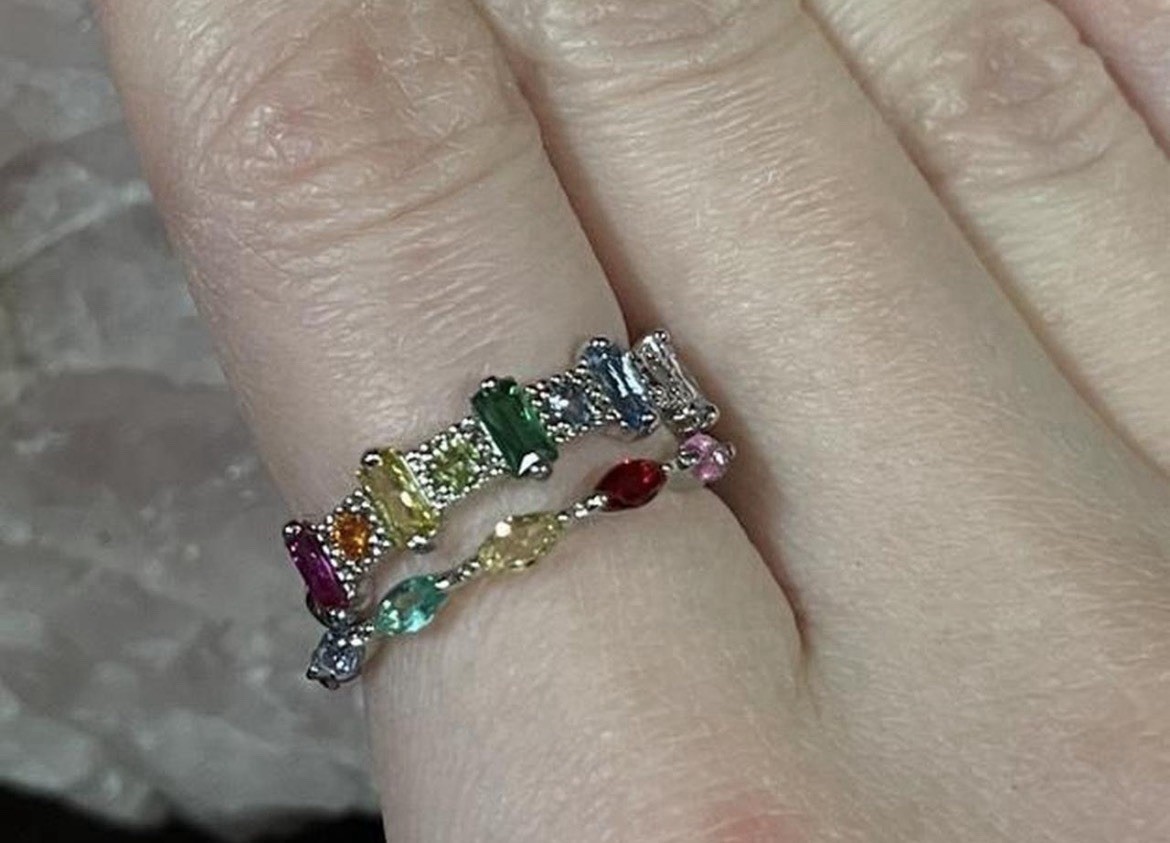 Bomb Party Autism Awareness Set Of 2 Rainbow Rings Size 5