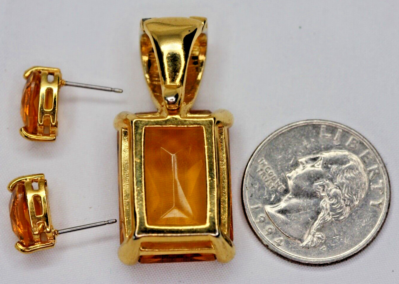 Joan Rivers Faux Citrine Pendant Pearl Strand Enhancer & Pierced Earrings Set