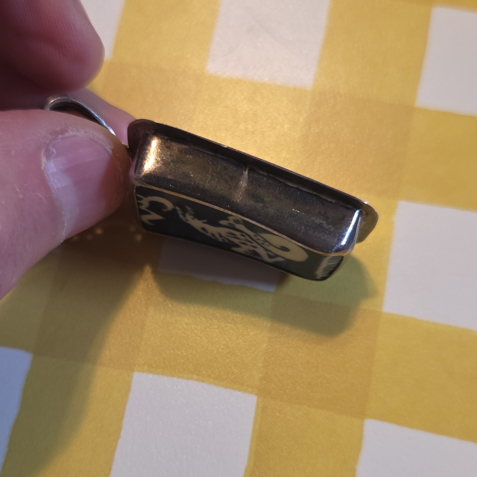Sterling Silver 925 Blue & White Capricorn Zodiac Rectangle Pendant