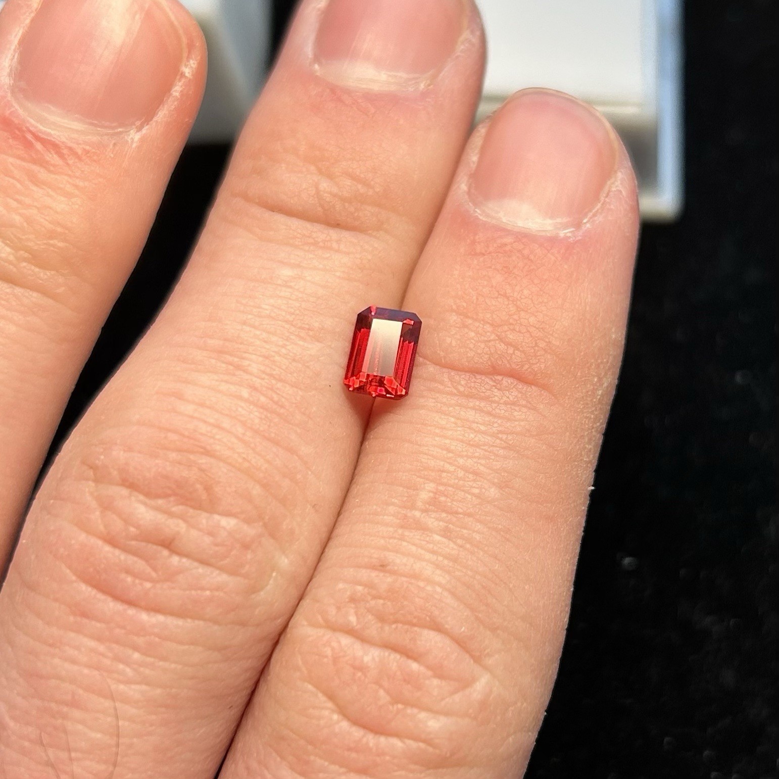 0.65ct Red Labradorite, 7x5mm Emerald Cut