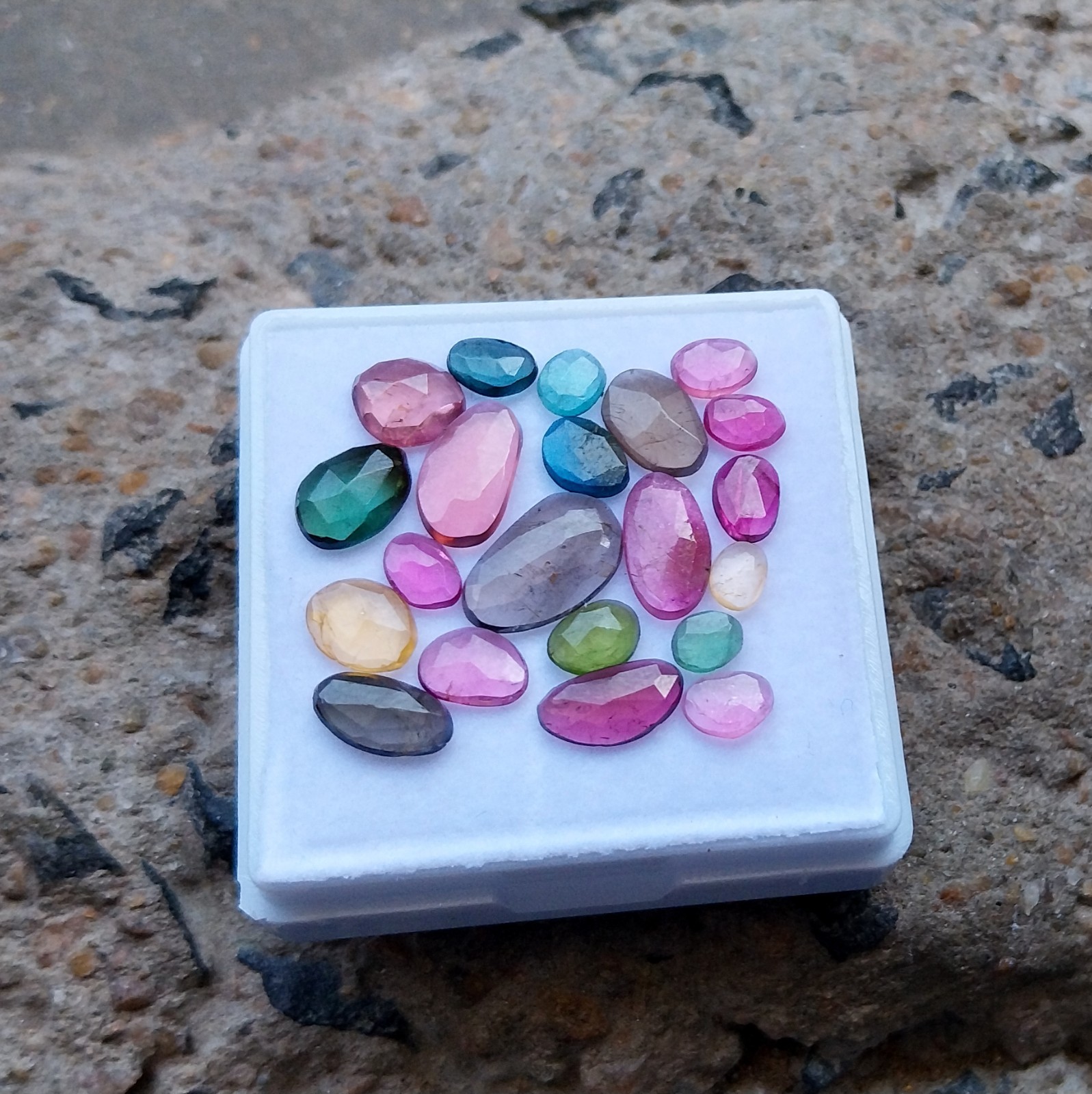 12 Ct 3.5×4.5 to 7×11.5 MM Natural Multi Color Tourmaline Rose Cut 21 Piece Lot