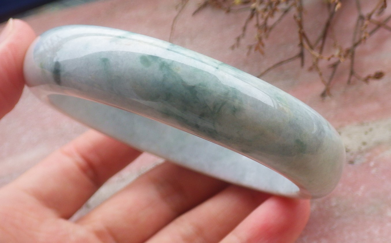 Video Certified Green Burma A JADE Jadeite Circle Bangle Bracelet 61 mm 404923