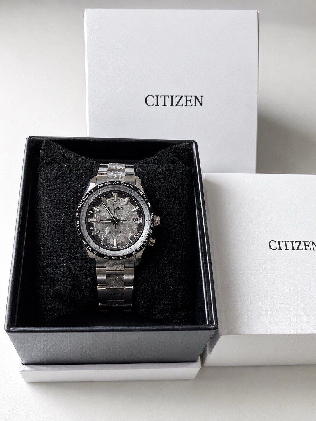 CITIZEN ATTESA CC4076-65A Platinum Shine Limited Titanium GPS Radio Solar Watch
