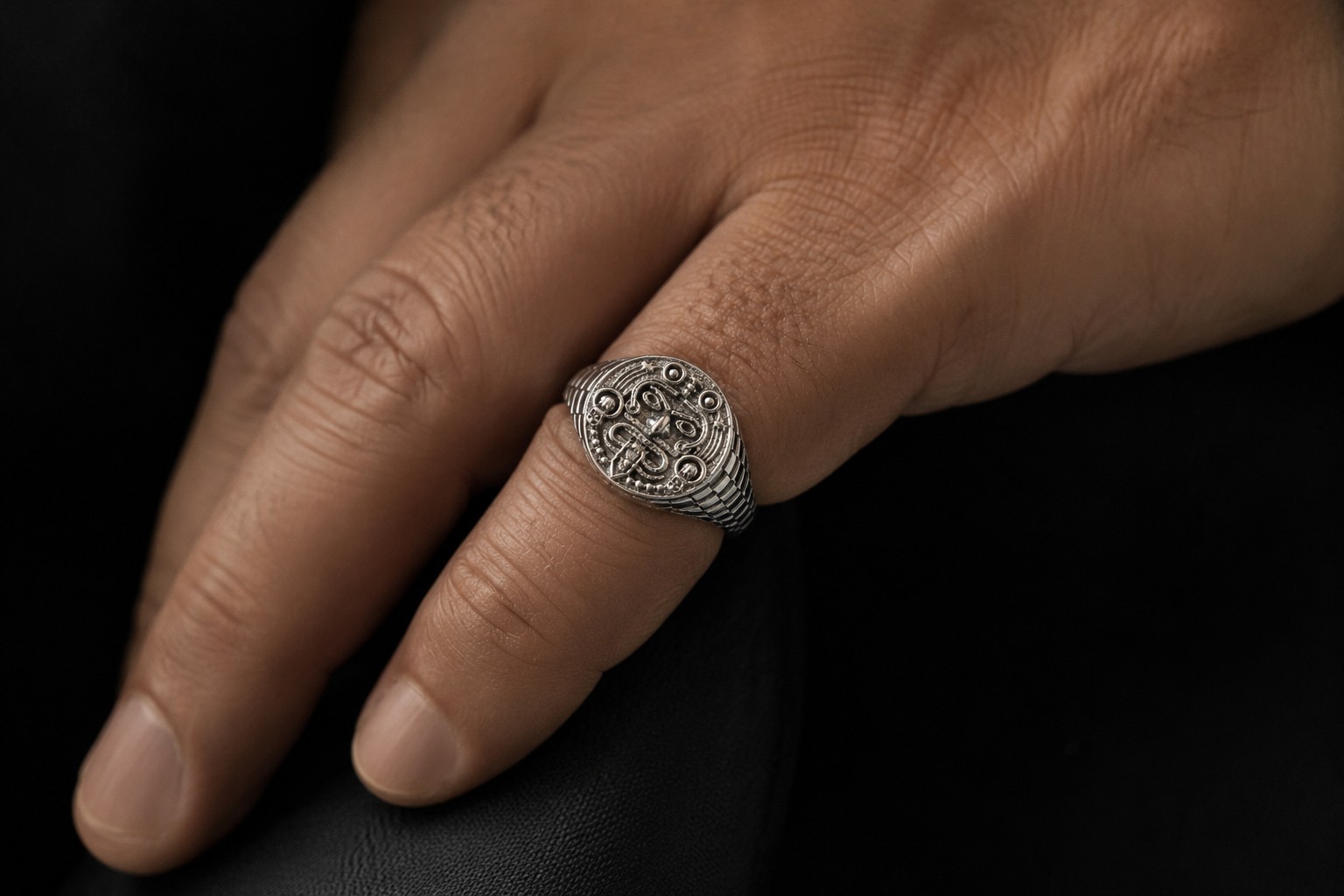 Sterling Silver Rugged Aztec Mayan Sun Ring