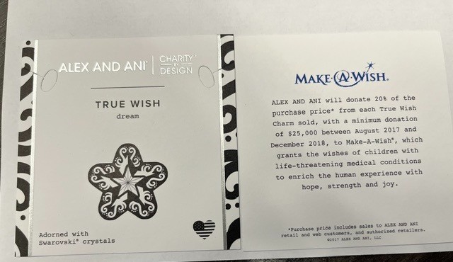 Alex and Ani Make-A-Wish TRUE WISH dream adorned w blue Swarovski crystals