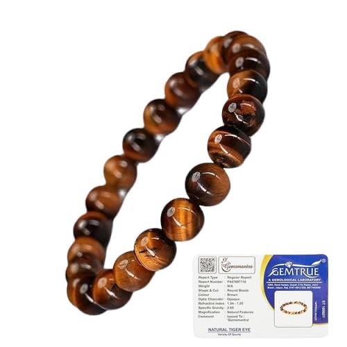 Natural Gemstone 8 mm Bracelet Men & Women Stretchable Crystal Beads – Tiger Eye