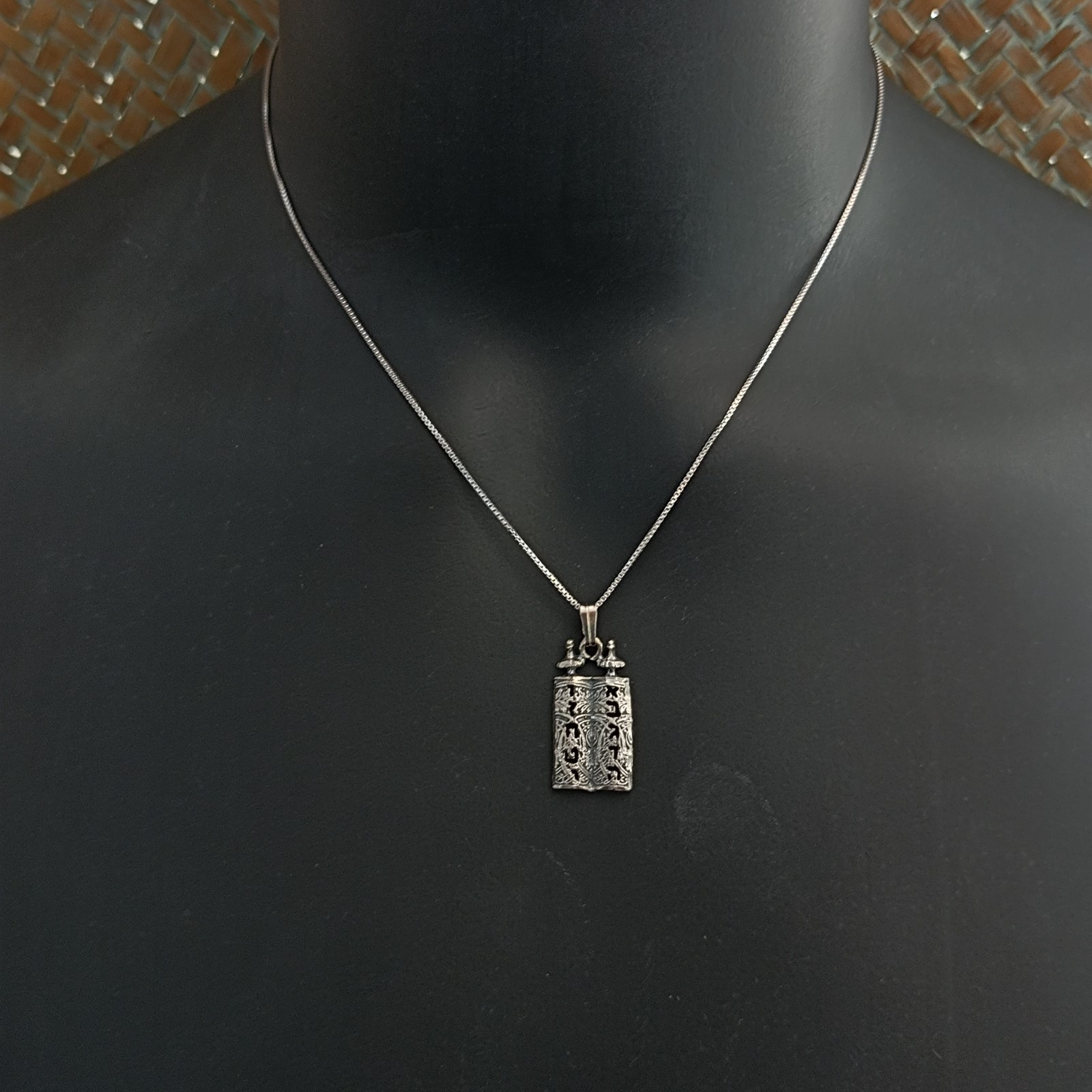 Ten Commandments Necklace Sterling Silver Torah Judaica Faith Men Women Gift VTG