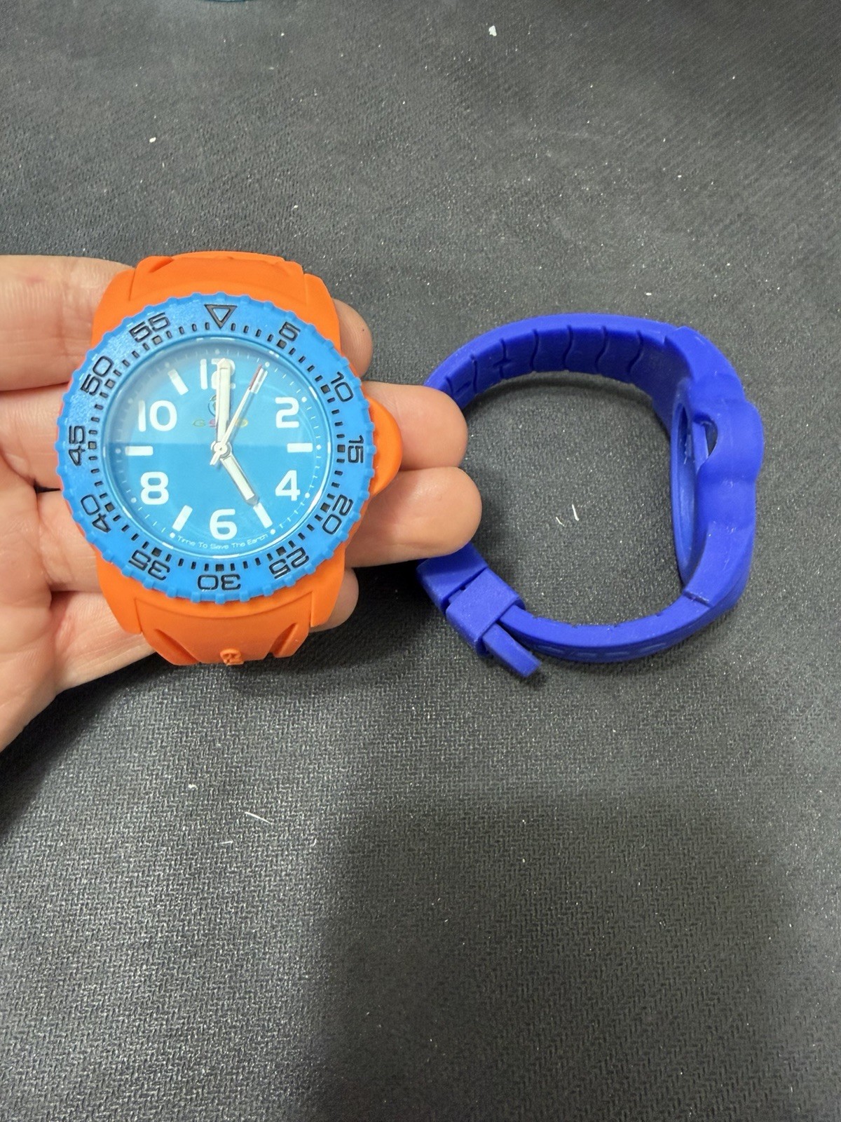 GEBO Time To Save The Earth Watch – 2 Straps Blue & Orange – Old Stock