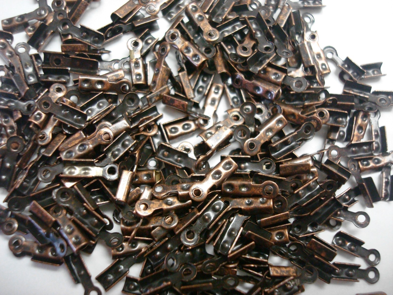 500 Copper plated foldover crimping thong lace ends leather clasp end FPS100B