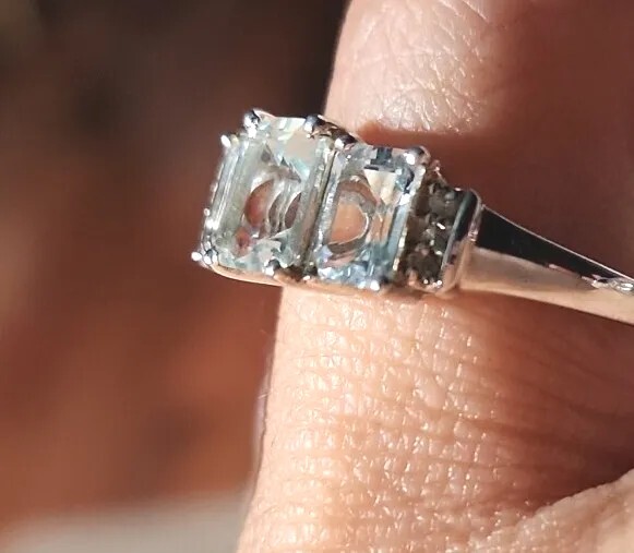 Ring Size 9 Light Blue Stone On SS 925 NWT