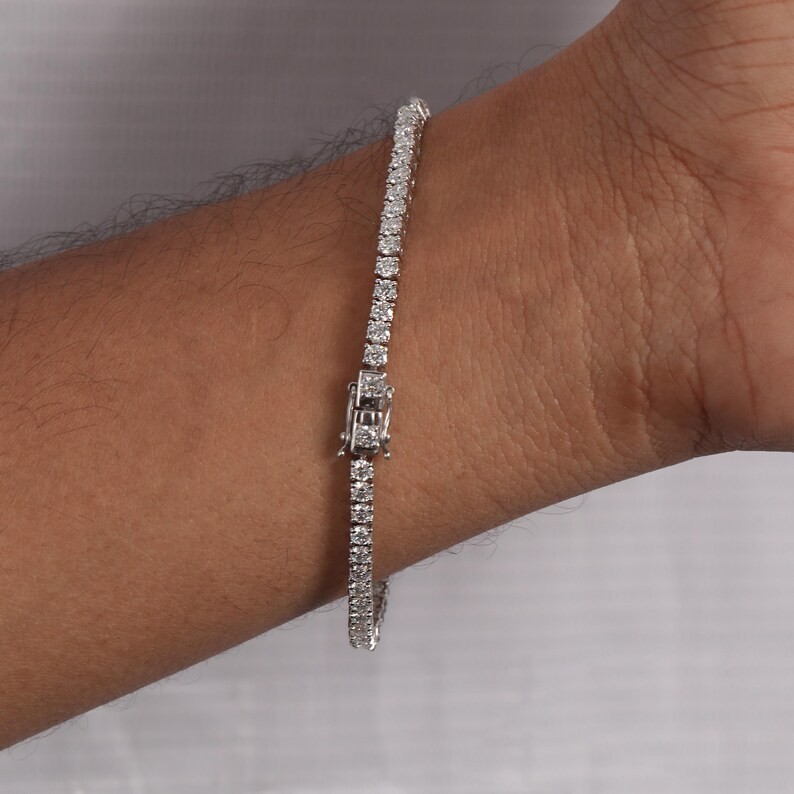 14K White Gold 6.60CT Round Cut GDGL Certified Natural Diamond Tennis Bracelet