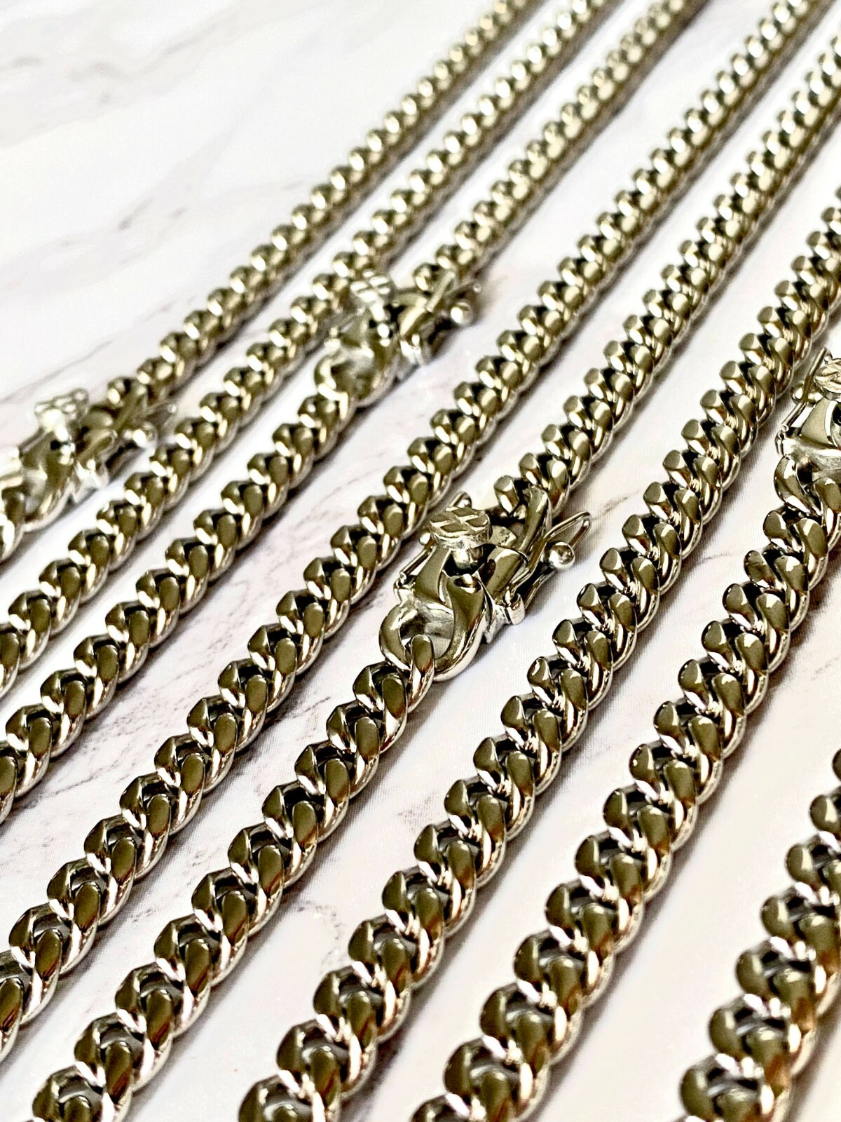 Solid 14K Rhodium GOLD FINISH Miami Cubn Link Chain Cuban