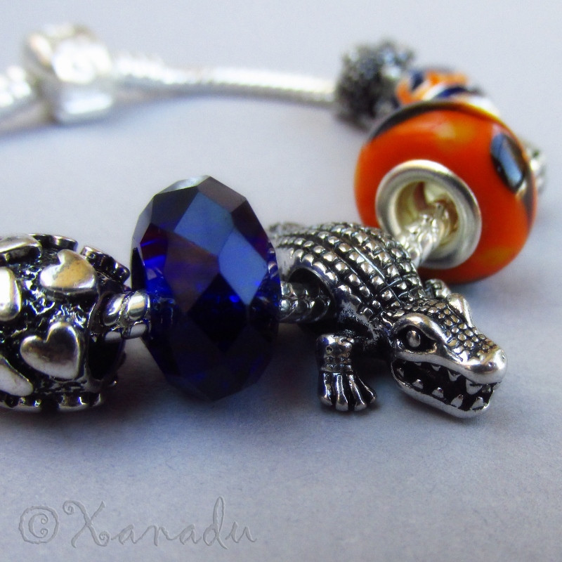 Florida Gators European Charm Bracelet w Blue Orange University Of Florida Logo