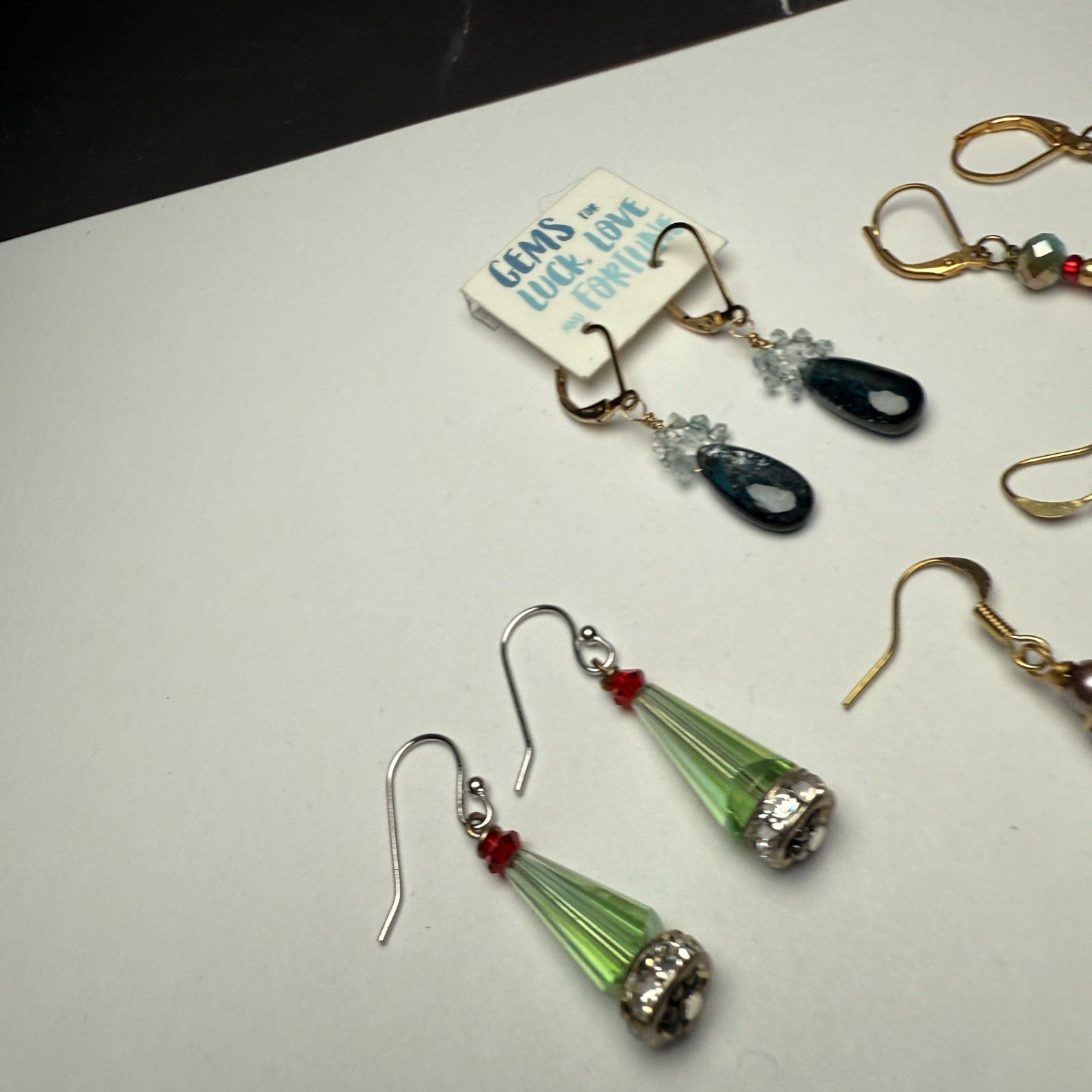 Dangle Drop Pierced Earrings Lot Of 4 Glass Bead Beaded