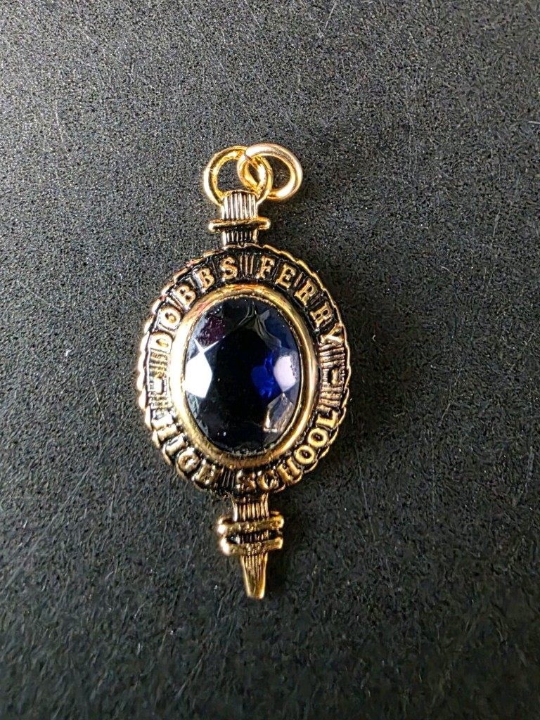 Vintage Dobbs Ferry High School NY Kinney 10k G.F. Blue Oval Charm Pendant