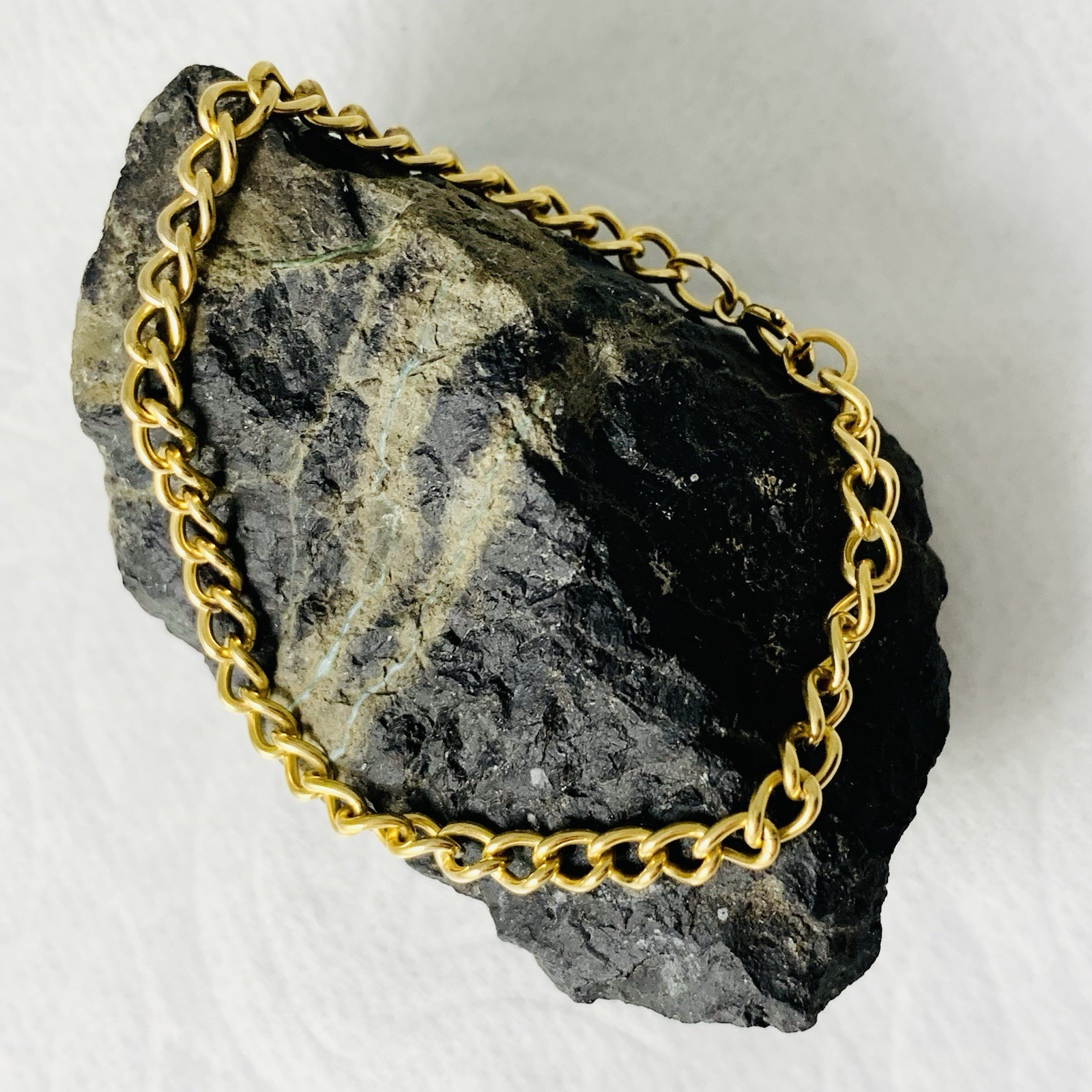 VTG Chain Bracelet Charm 12k Gold Filled 4mm Shiny Spring Ring 3.13gr 7.5”