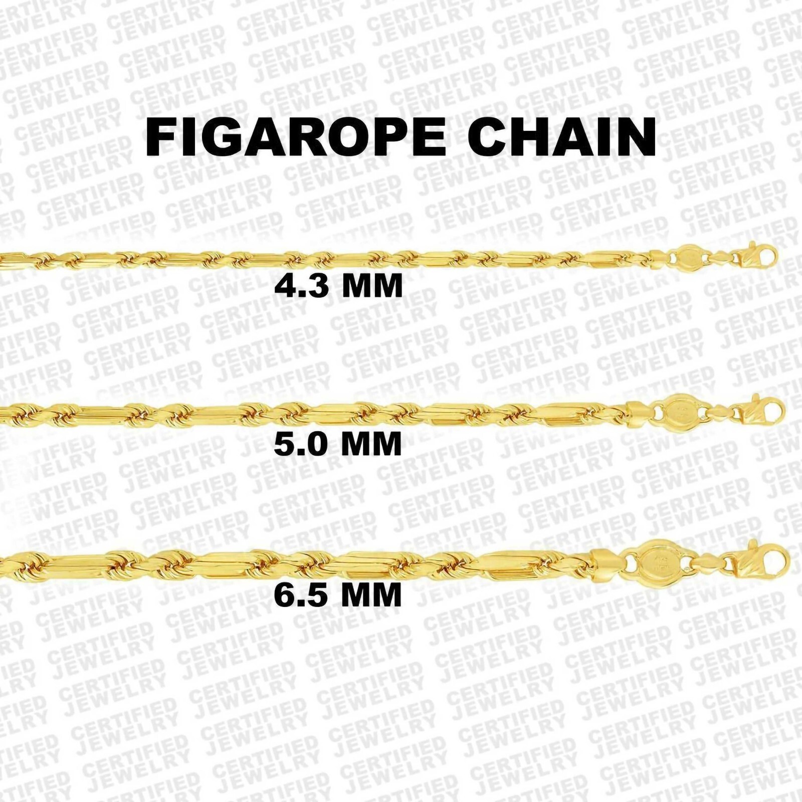 14k Solid Gold Figarope Necklace,Real Gold Figaro Chain, Mens chain, Thick Chain