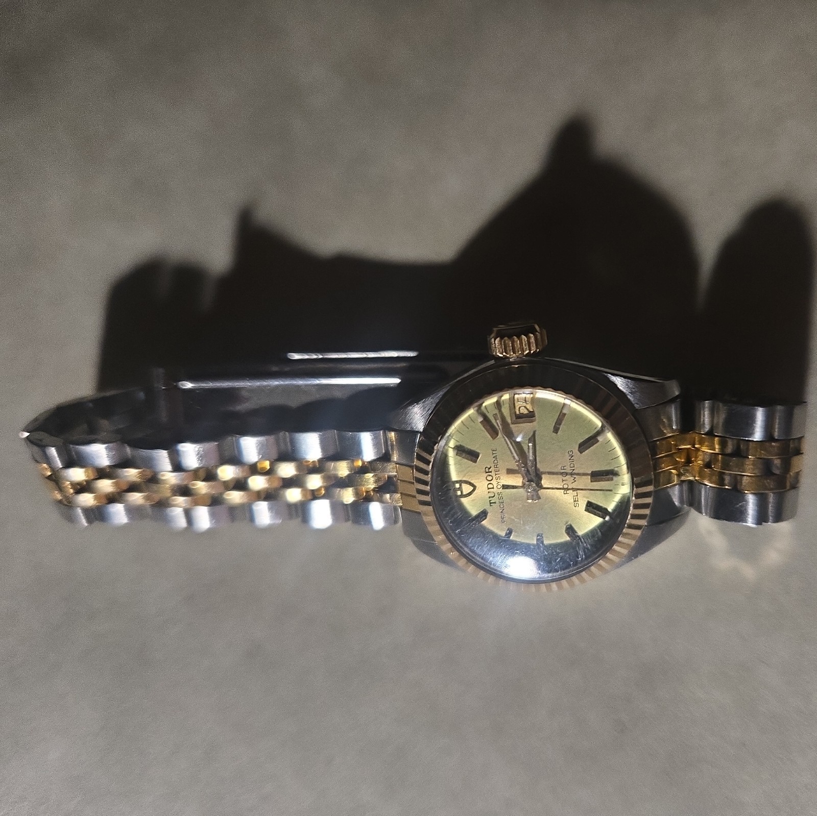 TUDOR PRINCESS OYSTERDATE TWO TONE SELF WINDING WATCH 23MM ROLEX CASE