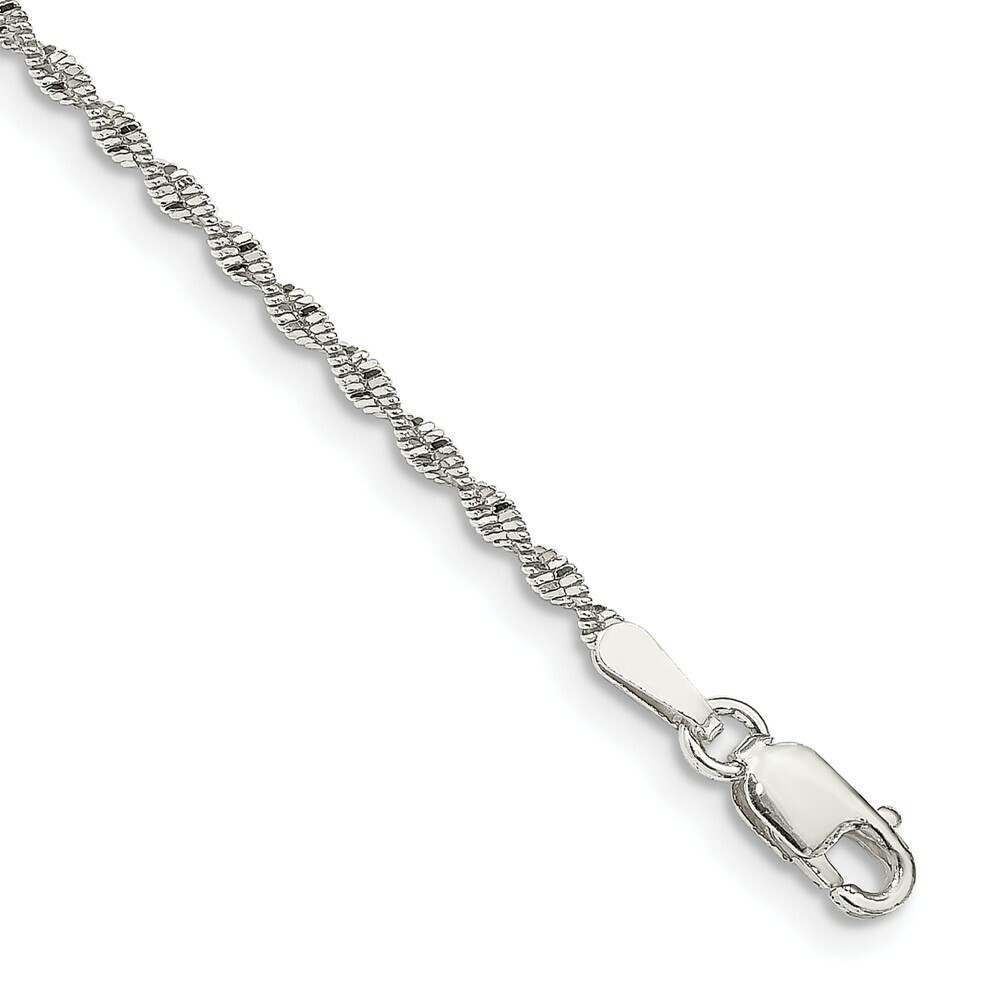 Sterling Silver Twisted Herringbon Chain 7″, 8″, 16″, 18″, 20″, 24″ Inch Length